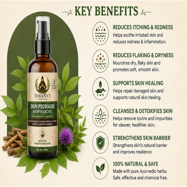 DHANVI Ayurveda Skin Psoriasis Ayurvedic Oil (100ml)